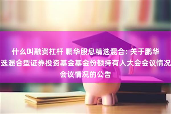 什么叫融资杠杆 鹏华股息精选混合: 关于鹏华股息精选混合型证券投资基金基金份额持有人大会会议情况的公告