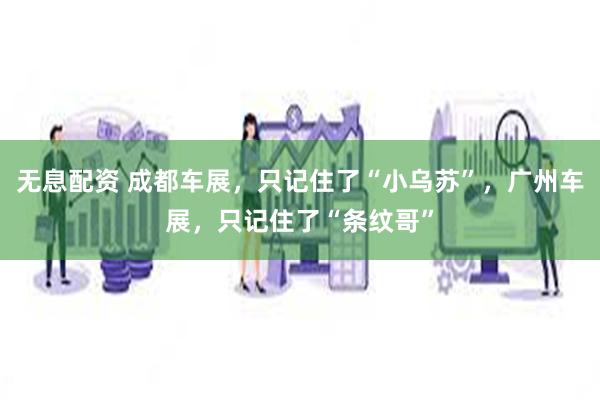 无息配资 成都车展，只记住了“小乌苏”，广州车展，只记住了“条纹哥”